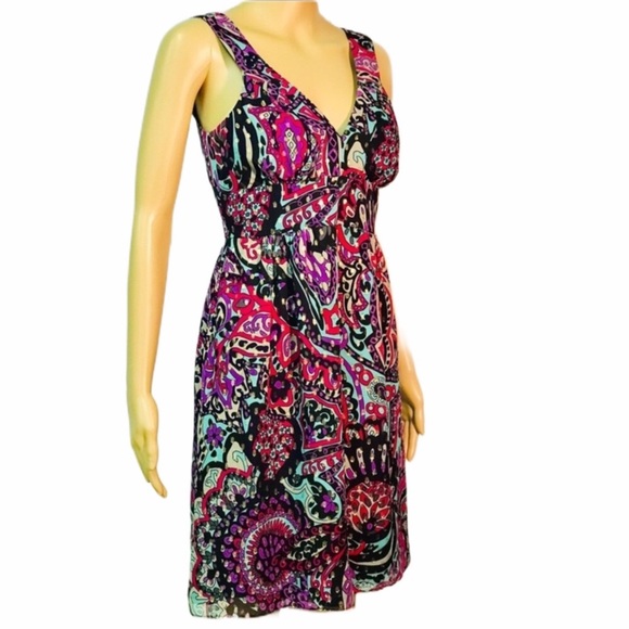 Tibi colorful silk V-neck dress size small - Picture 1 of 7
